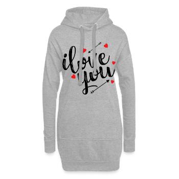 Ich liebe dich Erklärung Romantische Liebe Leidenschaft - Hoodie-Kleid - Grau meliert - Vorne