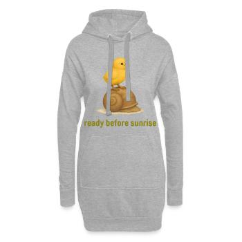 Küken auf Schnecke – Morgendliche Ruhe - Hoodie-Kleid - Grau meliert - Vorne