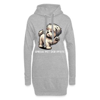 Parle à la pave propriétaire maltese - Sweat-shirt à capuche long Femme - gris chiné - Devant