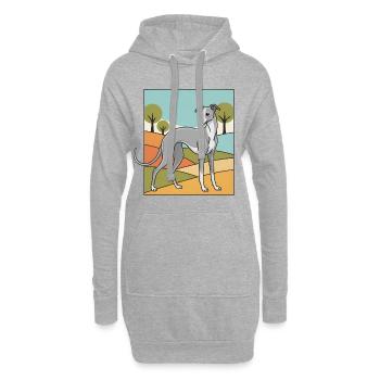 Italienisches Windspiel Windhund - Hoodie-Kleid - Grau meliert - Vorne