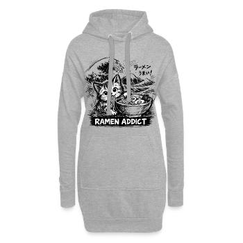 Kanagawa Wave Ramen Bowl Kawaii Japanese - Hoodie Dress - heather grey - Front