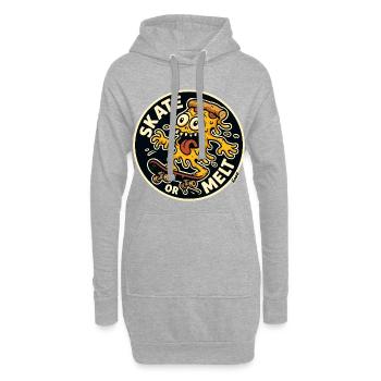 Pizza und Käse Monster auf Skateboard - Hoodie-Kleid - Grau meliert - Vorne