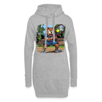 Tennis Bear - Sweat-shirt à capuche long Femme - gris chiné - Devant