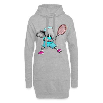 Elefanten Tennis Türkis - Hoodie-Kleid - Grau meliert - Vorne