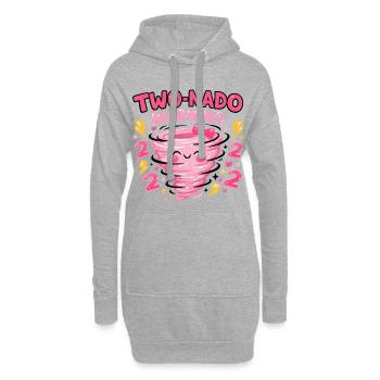 Avertissement à deux nado : 2e anniversaire design - Sweat-shirt à capuche long Femme - gris chiné - Devant