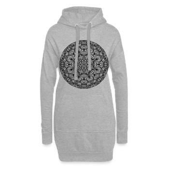 Jugendstil Mandala schwarz-weiß - Hoodie-Kleid - Grau meliert - Vorne