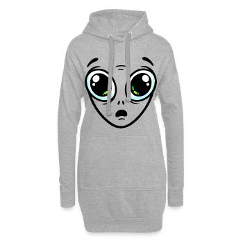 Extraterrestre aux grands yeux - Sweat-shirt à capuche long Femme - gris chiné - Devant