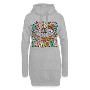 Reading & Education – Readers are Leaders - Hoodie Dress - heather grey - Front