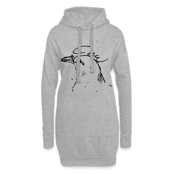 Krähen-Tinten-Skizze schwarze Umrisse - Hoodie-Kleid - Grau meliert - Vorne