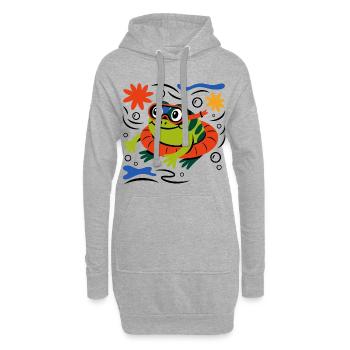 Schnorchel Frosch Abenteuer - Hoodie-Kleid - Grau meliert - Vorne