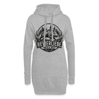 Revierliebe Wald Wild Jagd Motiv - Hoodie-Kleid - Grau meliert - Vorne