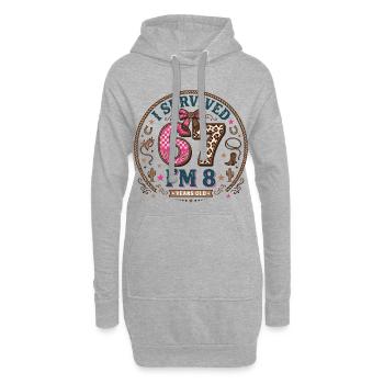 Geburtstagsgeschenk für ein 8-jähriges Western Cowboy-Mädchen - Hoodie-Kleid - Grau meliert - Vorne