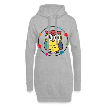 Kunterbunte Eule - Hoodie-Kleid - Grau meliert - Vorne