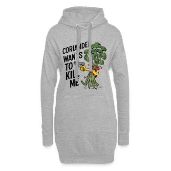 Je déteste la coriandre - Coriandre veut me tuer - Sweat-shirt à capuche long Femme - gris chiné - Devant