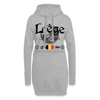 Souvenir de voyage streetwear de Liège en Belgique - Sweat-shirt à capuche long Femme - gris chiné - Devant