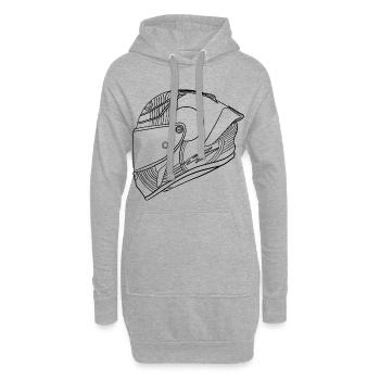 Schwarz Helm - Visier  - Hoodie-Kleid - Grau meliert - Vorne