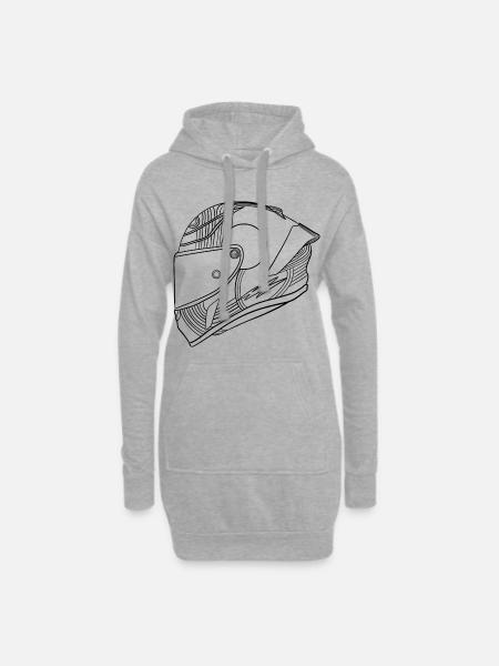 Casque noir - Visière - Sweat-shirt à capuche long Femme - gris chiné