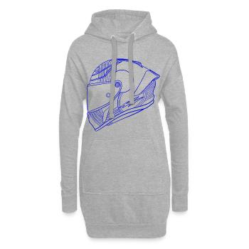 Neon blau Helm - Visier - Hoodie-Kleid - Grau meliert - Vorne