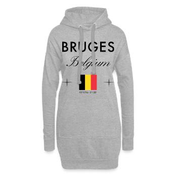 Bruges Belgique Coordonnées Souvenir de voyage - Sweat-shirt à capuche long Femme - gris chiné - Devant