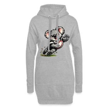 Süßer Koala spielt Rugby - Hoodie-Kleid - Grau meliert - Vorne