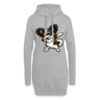 Dabbing Papillon in Comic Style - Hoodie Dress - heather grey - Front