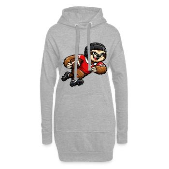 Un joli paresseux jouant au rugby - Sweat-shirt à capuche long Femme - gris chiné - Devant