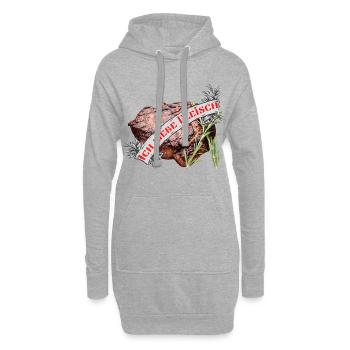 J’adore la viande - Sweat-shirt à capuche long Femme - gris chiné - Devant