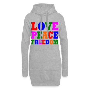 Love peace freedom - Hoodie-Kleid - Grau meliert - Vorne