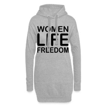 Women life freedom - Sweat-shirt à capuche long Femme - gris chiné - Devant