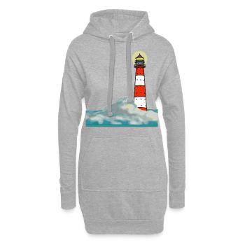Leuchtturm im Sturm - Hoodie-Kleid - Grau meliert - Vorne