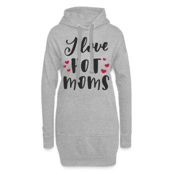 Ich liebe heiße Mütter - Hoodie-Kleid - Grau meliert - Vorne