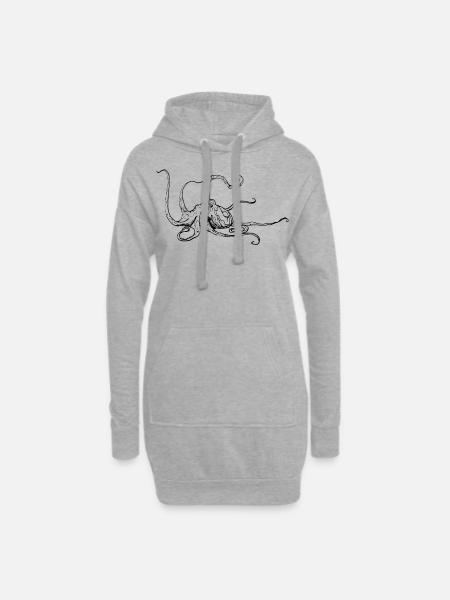 Oktopus - Hoodie-Kleid - Grau meliert