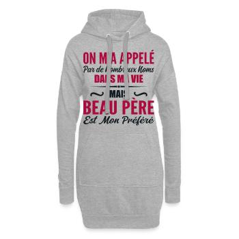 Appelé mais beau-père, cadeau beau-papa - Sweat-shirt à capuche long Femme - gris chiné - Devant