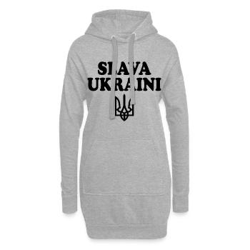 Slava ukraini - Sweat-shirt à capuche long Femme - gris chiné - Devant