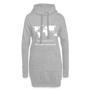 Lebensziel Welt entdecken Reise Urlaub Abenteuer - Hoodie-Kleid - Grau meliert - Vorne