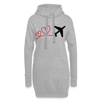 Flyers avec un cœur Vacances Vol Avion de voyage - Sweat-shirt à capuche long Femme - gris chiné - Devant