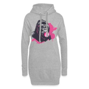 Gorille avec lunettes de soleil et chewing-gum rose - Sweat-shirt à capuche long Femme - gris chiné - Devant