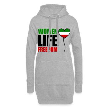 Women life freedom - Sweat-shirt à capuche long Femme - gris chiné - Devant