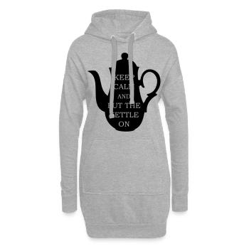 bleib ruhig und setz den Kessel auf Teezeit - Hoodie-Kleid - Grau meliert - Vorne