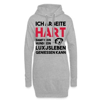 ICH ARBEITE HART FÜR MEINEN HUND Geschenk - Hoodie-Kleid - Grau meliert - Vorne