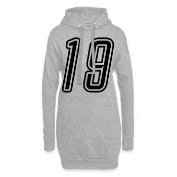 19 Zahl nummer - Hoodie-Kleid - Grau meliert - Vorne