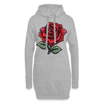 Rose Symbole Amour - Sweat-shirt à capuche long Femme - gris chiné - Devant