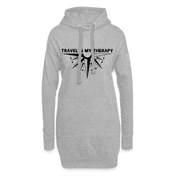 LE VOYAGE EST MA THÉRAPIE (3) - Sweat-shirt à capuche long Femme - gris chiné - Devant