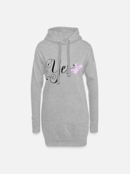Hochzeit: Ja, ich will - Hoodie-Kleid - Grau meliert
