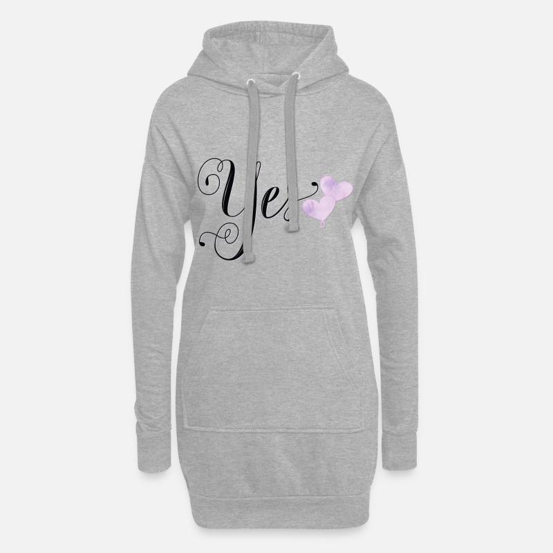 Hochzeit: Ja, ich will - Hoodie-Kleid - Grau meliert