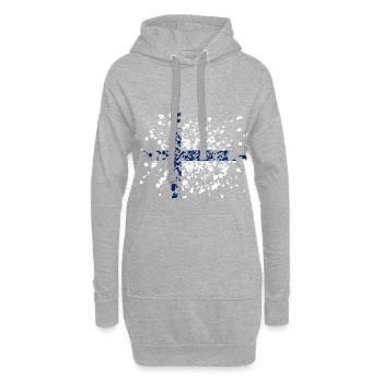 Finland flag, Finnland Flagge - Hoodie-Kleid - Grau meliert - Vorne