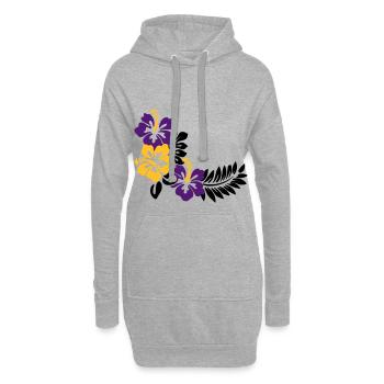 Fleurs Habiscus - Sweat-shirt à capuche long Femme - gris chiné - Devant
