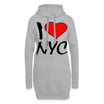 NEW YORK - Sweat-shirt à capuche long Femme - gris chiné - Devant