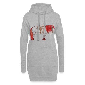 Pferd in orange - Hoodie-Kleid - Grau meliert - Vorne