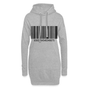 Barcode / Strichcode in Schwarz mit Zahlen - Hoodie-Kleid - Grau meliert - Vorne
